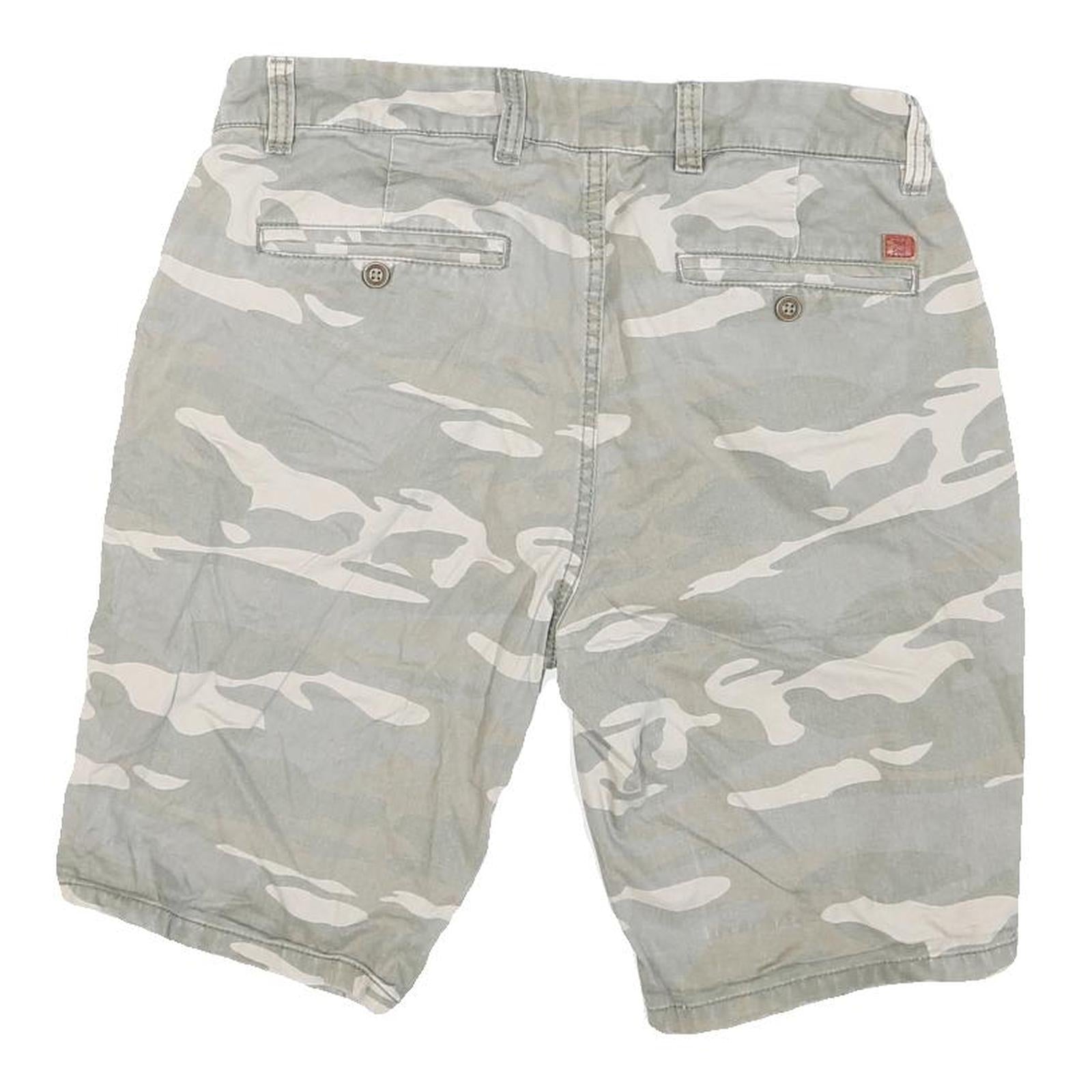 RED SOUL Mens Shorts Grey & Cream Camouflage Casual M W32 Cotton Blend