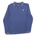 LOTTO Mens Blue Long Sleeve Plain L Polo Shirt Cotton Blend