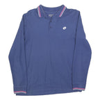 LOTTO Mens Blue Long Sleeve Plain L Polo Shirt Cotton Blend