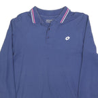 LOTTO Mens Blue Long Sleeve Plain L Polo Shirt Cotton Blend