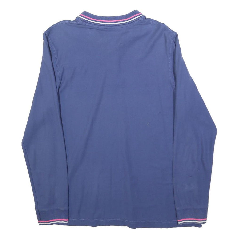 LOTTO Mens Blue Long Sleeve Plain L Polo Shirt Cotton Blend