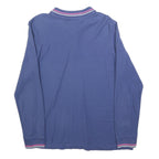 LOTTO Mens Blue Long Sleeve Plain L Polo Shirt Cotton Blend