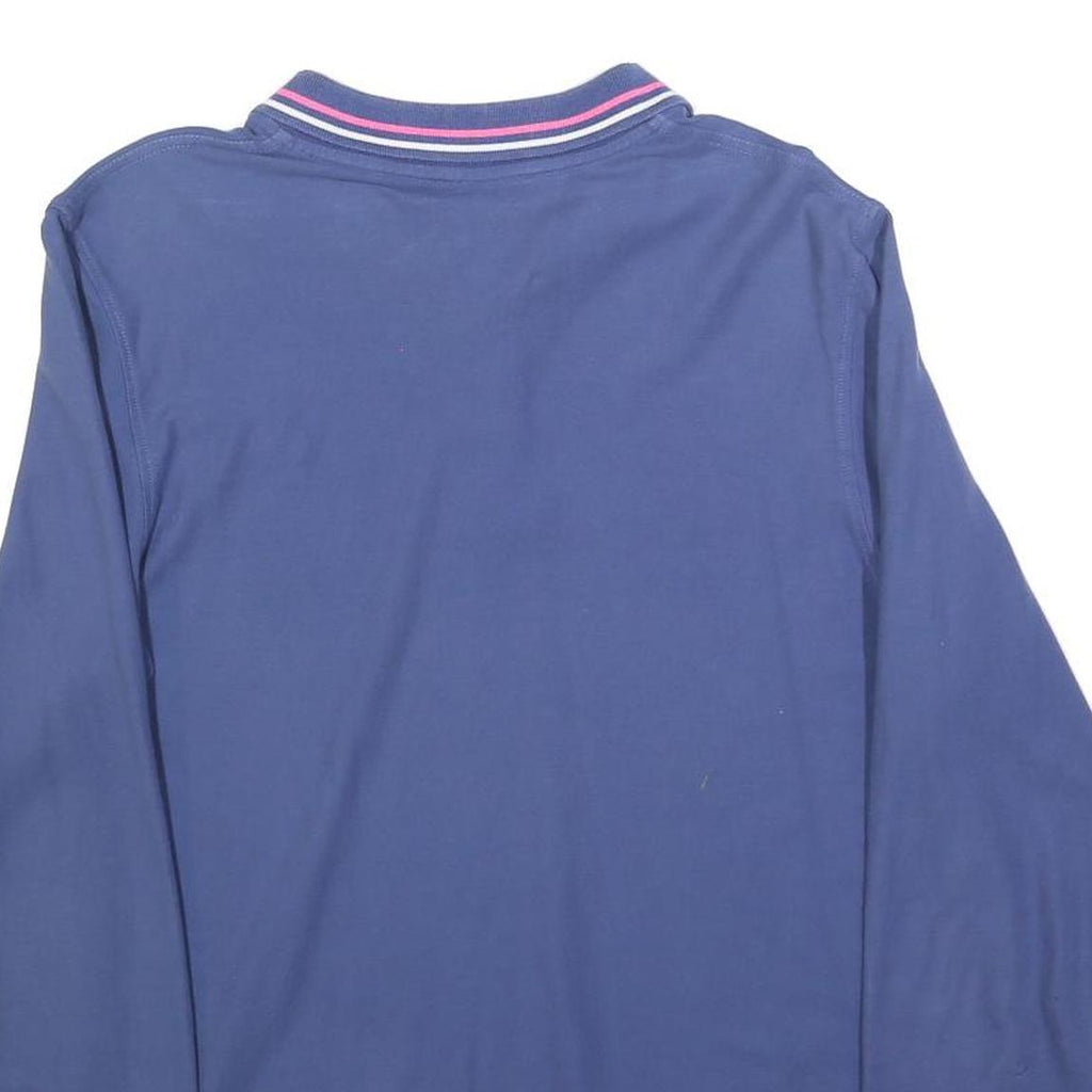 LOTTO Mens Blue Long Sleeve Plain L Polo Shirt Cotton Blend