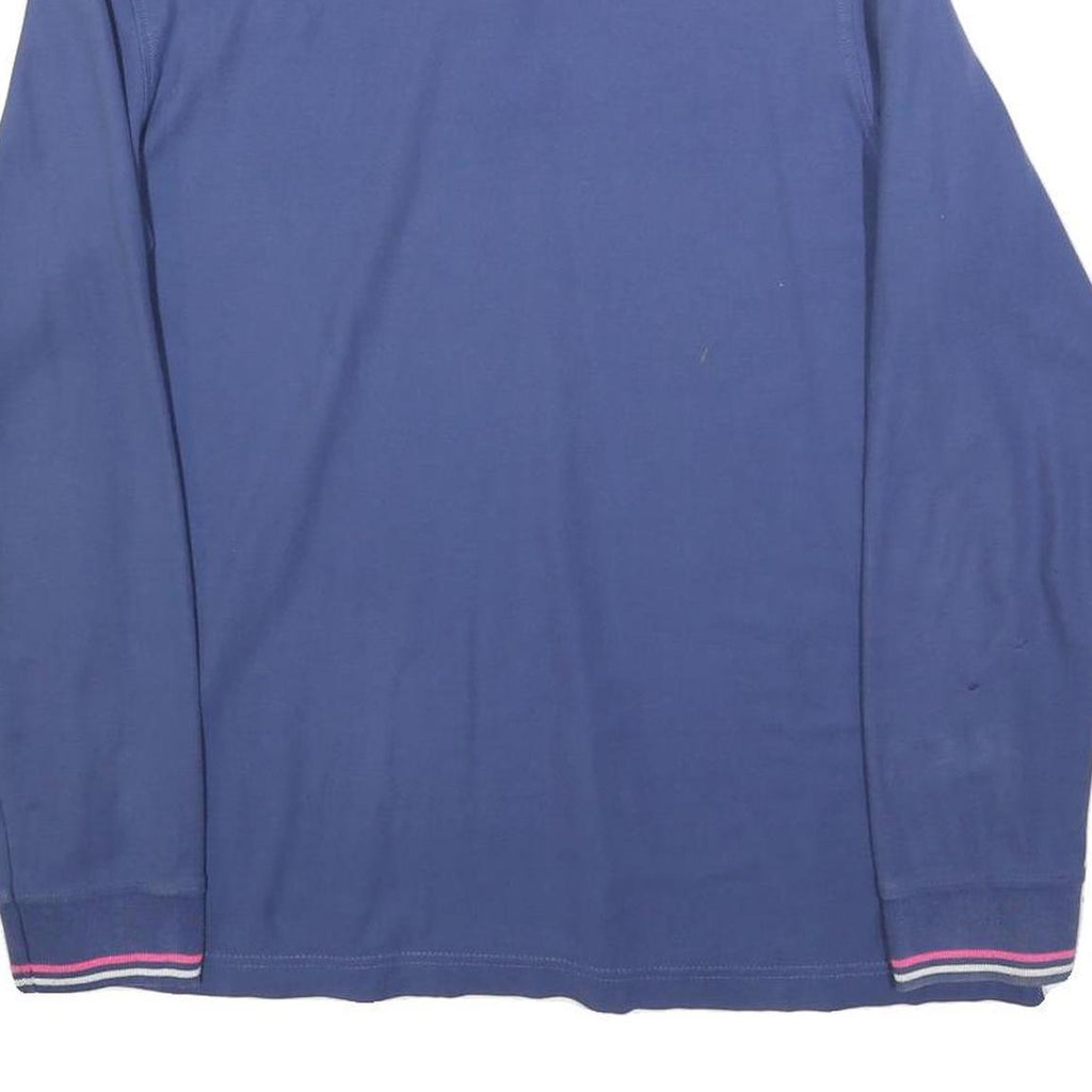 LOTTO Mens Blue Long Sleeve Plain L Polo Shirt Cotton Blend