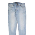 DICKIES Mens Slim Light Blue Cotton Jeans W33 L34 Button Closure Slim Fit Denim