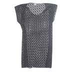 Belted Cut Out Womens Blouse Black Sleeveless XS