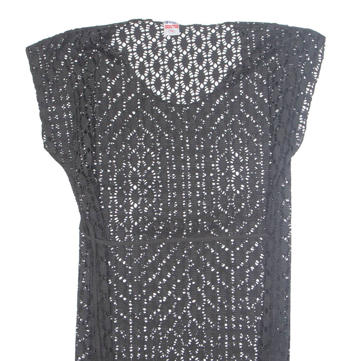 Belted Cut Out Womens Blouse Black Sleeveless XS