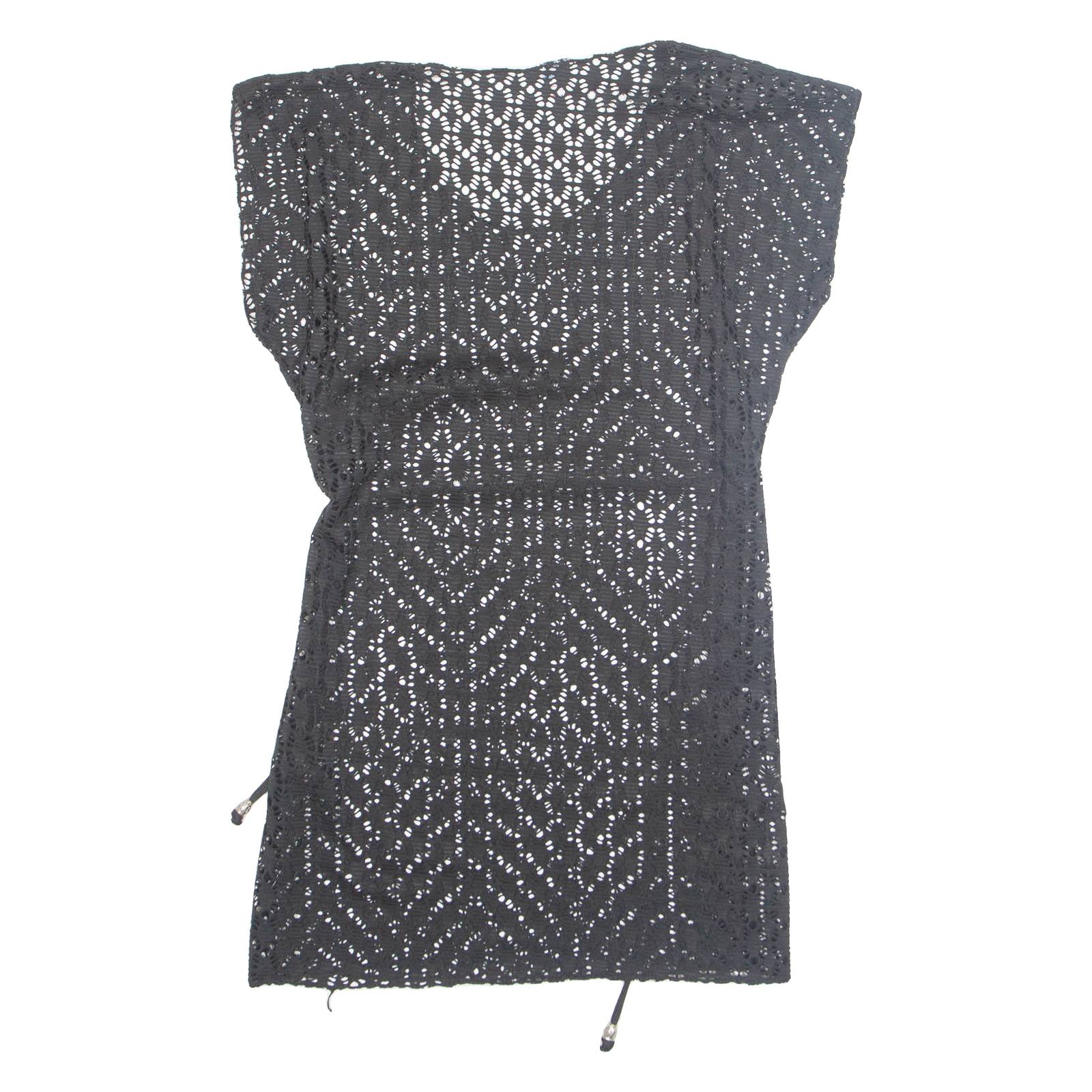 Belted Cut Out Womens Blouse Black Sleeveless XS
