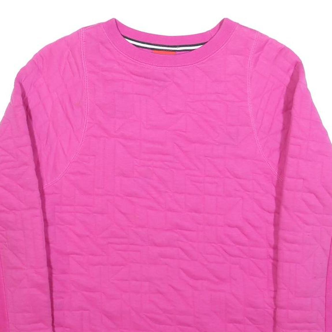 NIKE Girls Pink Crew Neck XL Sweatshirt Polyester Blend Quilted Panel Design