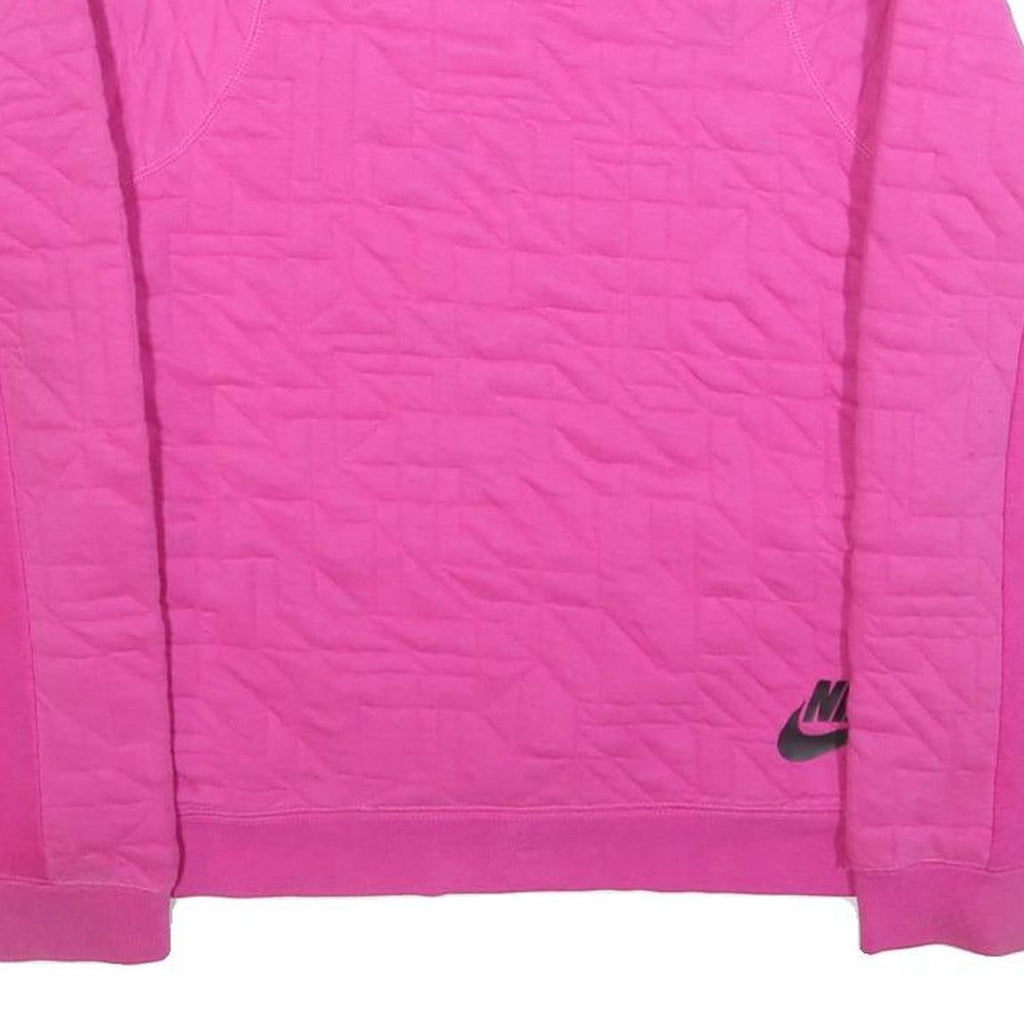 NIKE Girls Pink Crew Neck XL Sweatshirt Polyester Blend Quilted Panel Design