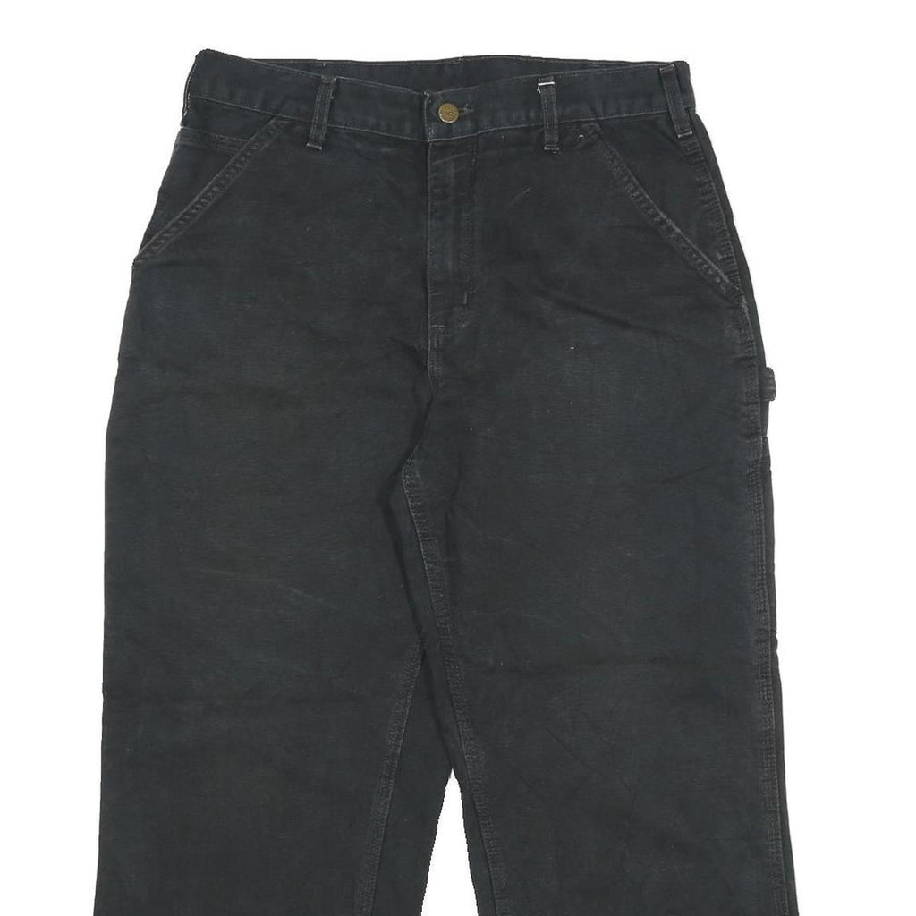 CARHARTT Mens Black Loose Cotton Jeans W33 L27 Workwear Durable Zip Closure