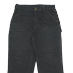 CARHARTT Mens Black Loose Cotton Jeans W33 L27 Workwear Durable Zip Closure