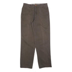 TIMBERLAND Mens Regular Brown Cotton Blend Trousers W34 L34 Zip Pockets