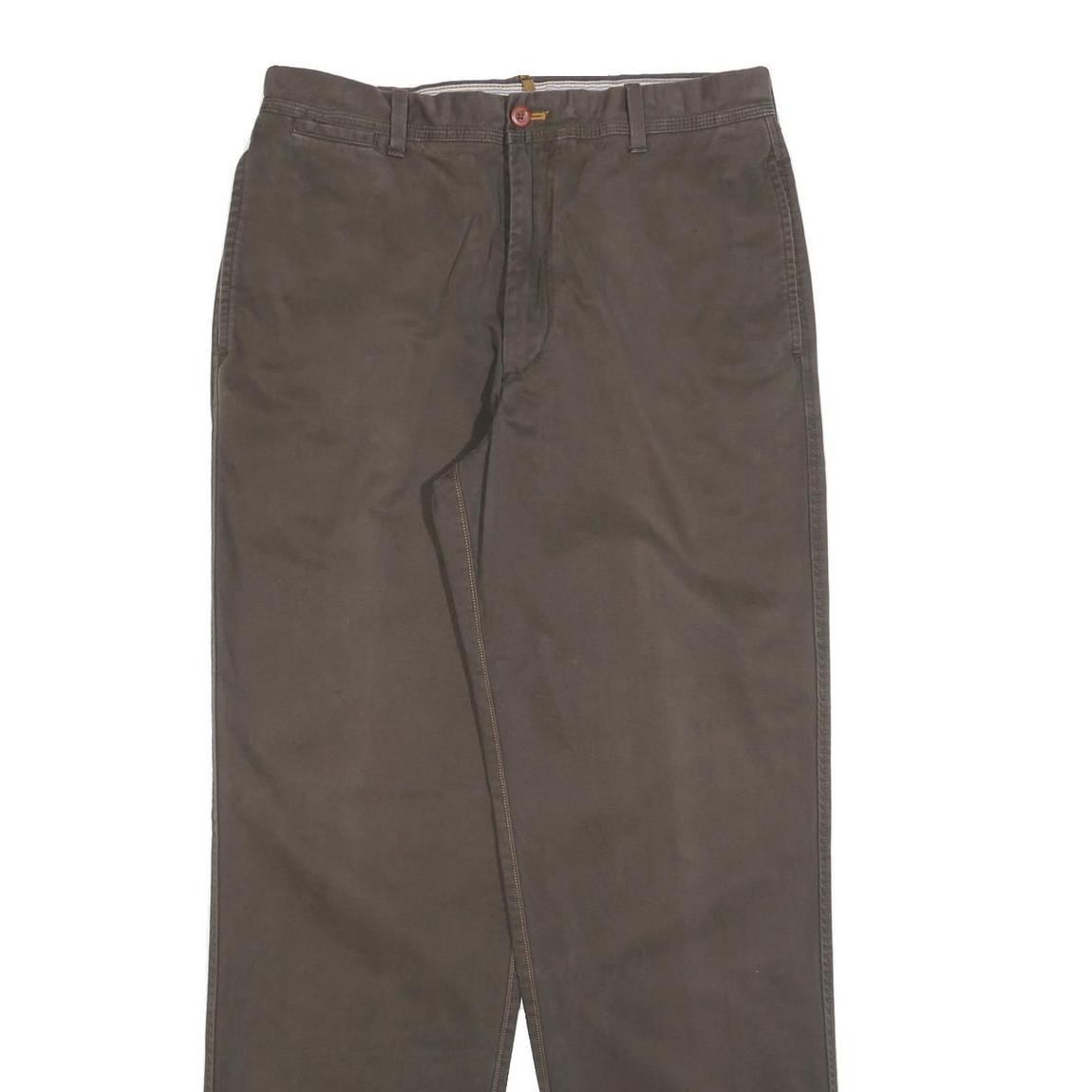 TIMBERLAND Mens Regular Brown Cotton Blend Trousers W34 L34 Zip Pockets