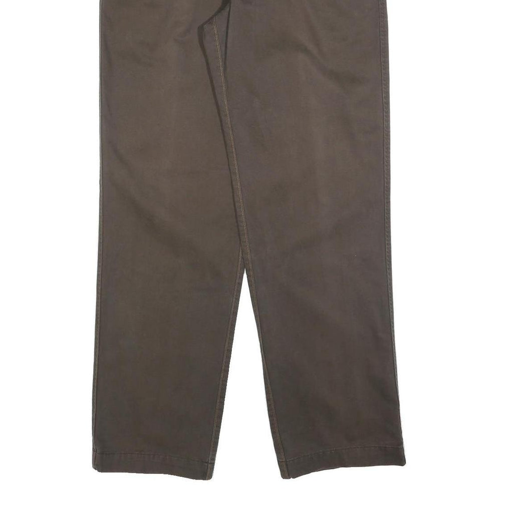 TIMBERLAND Mens Regular Brown Cotton Blend Trousers W34 L34 Zip Pockets