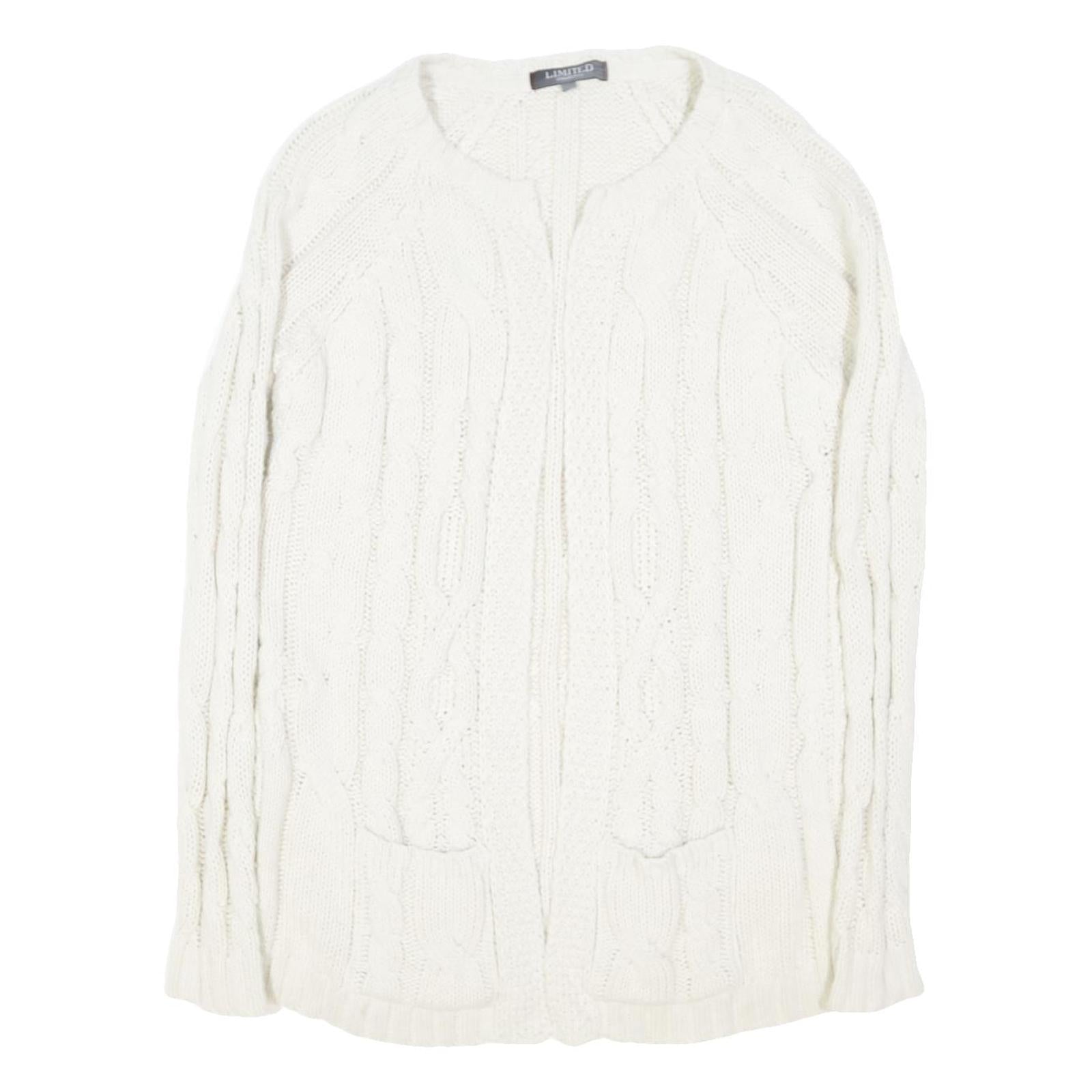 LIMITED COLLECTION Womens White Chunky Knit Crew Neck Jumper M Cable Knit