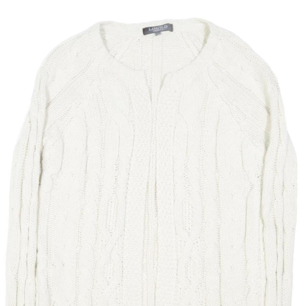 LIMITED COLLECTION Womens White Chunky Knit Crew Neck Jumper M Cable Knit