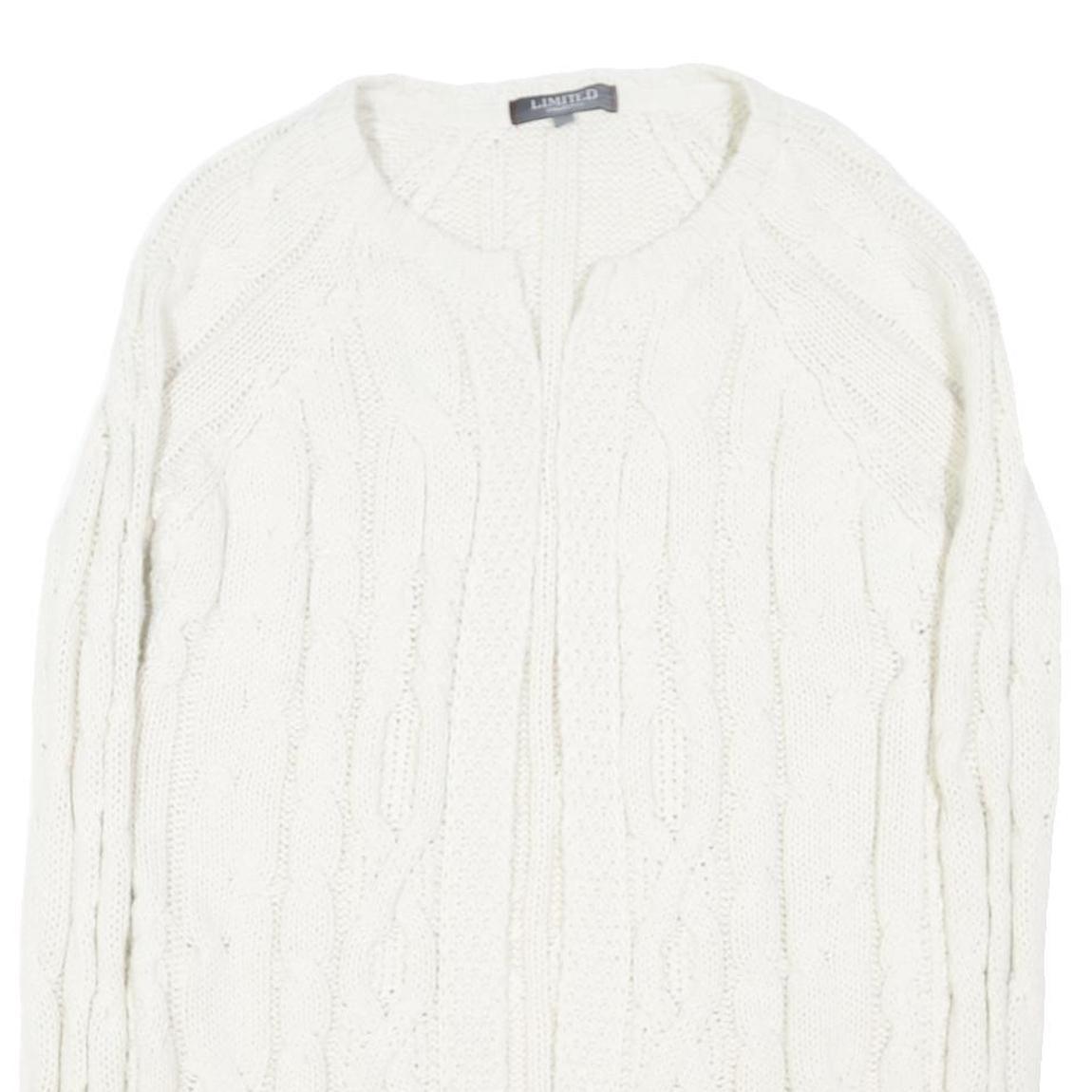 LIMITED COLLECTION Womens White Chunky Knit Crew Neck Jumper M Cable Knit