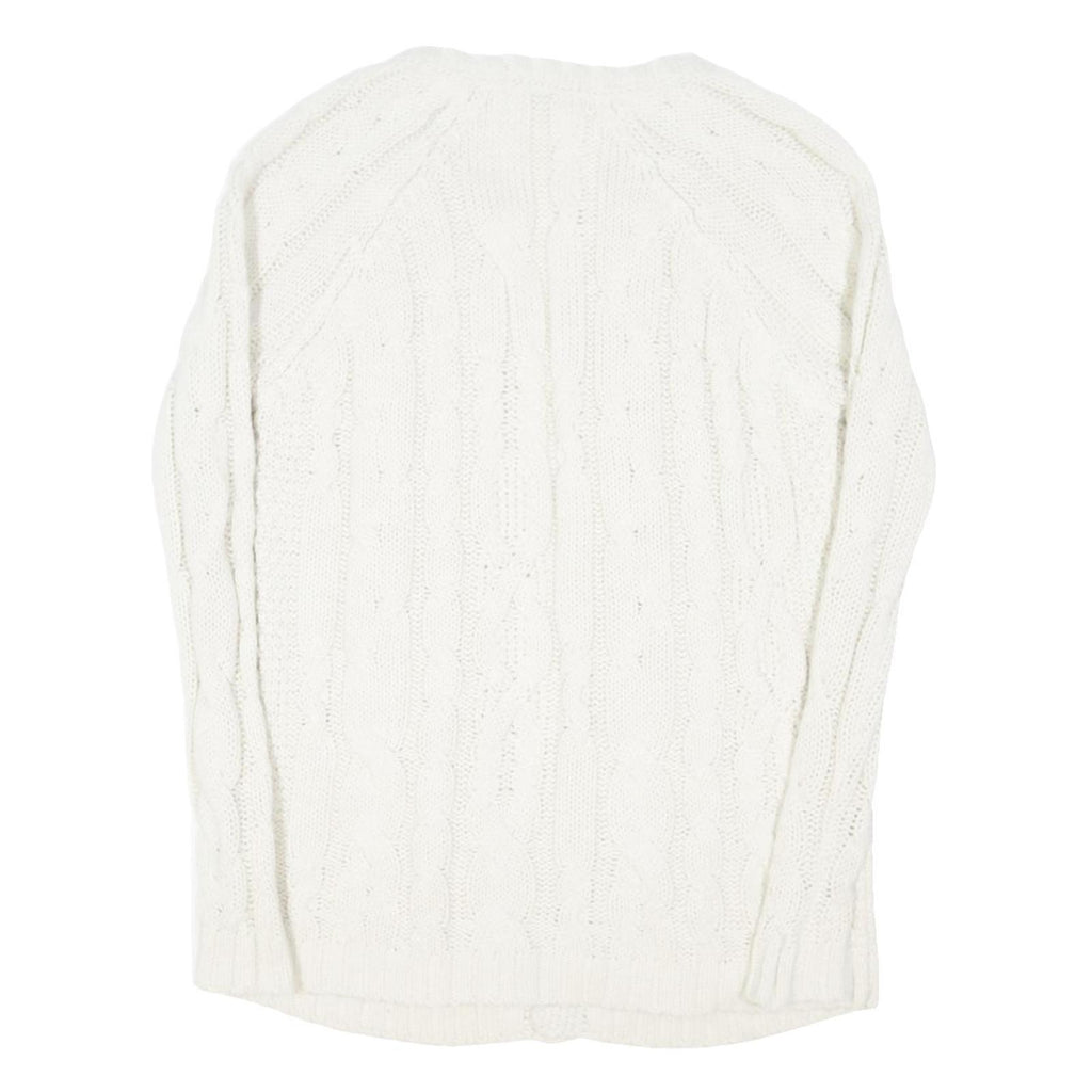 LIMITED COLLECTION Womens White Chunky Knit Crew Neck Jumper M Cable Knit