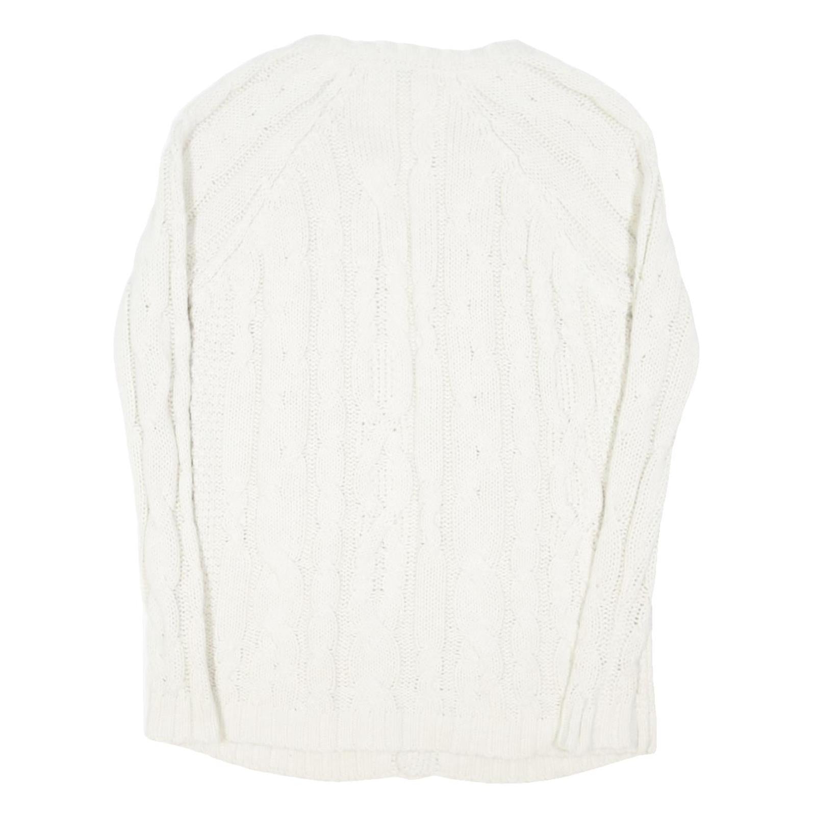 LIMITED COLLECTION Womens White Chunky Knit Crew Neck Jumper M Cable Knit