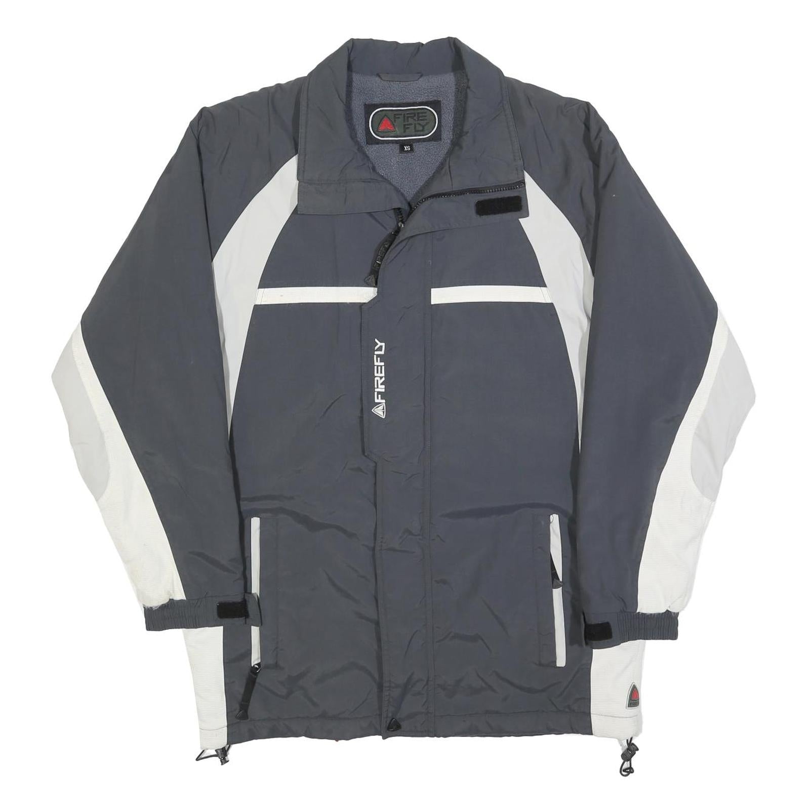 FIREFLY Mens Grey & White Outdoor Jacket XS Polyester Blend Zip Pockets