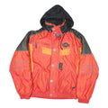 VOLKI Mens Red & Orange Colourblock Zip Jacket L Polyester Blend Sports Winter