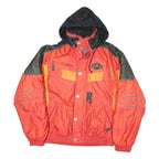 VOLKI Mens Red & Orange Colourblock Zip Jacket L Polyester Blend Sports Winter