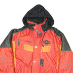 VOLKI Mens Red & Orange Colourblock Zip Jacket L Polyester Blend Sports Winter