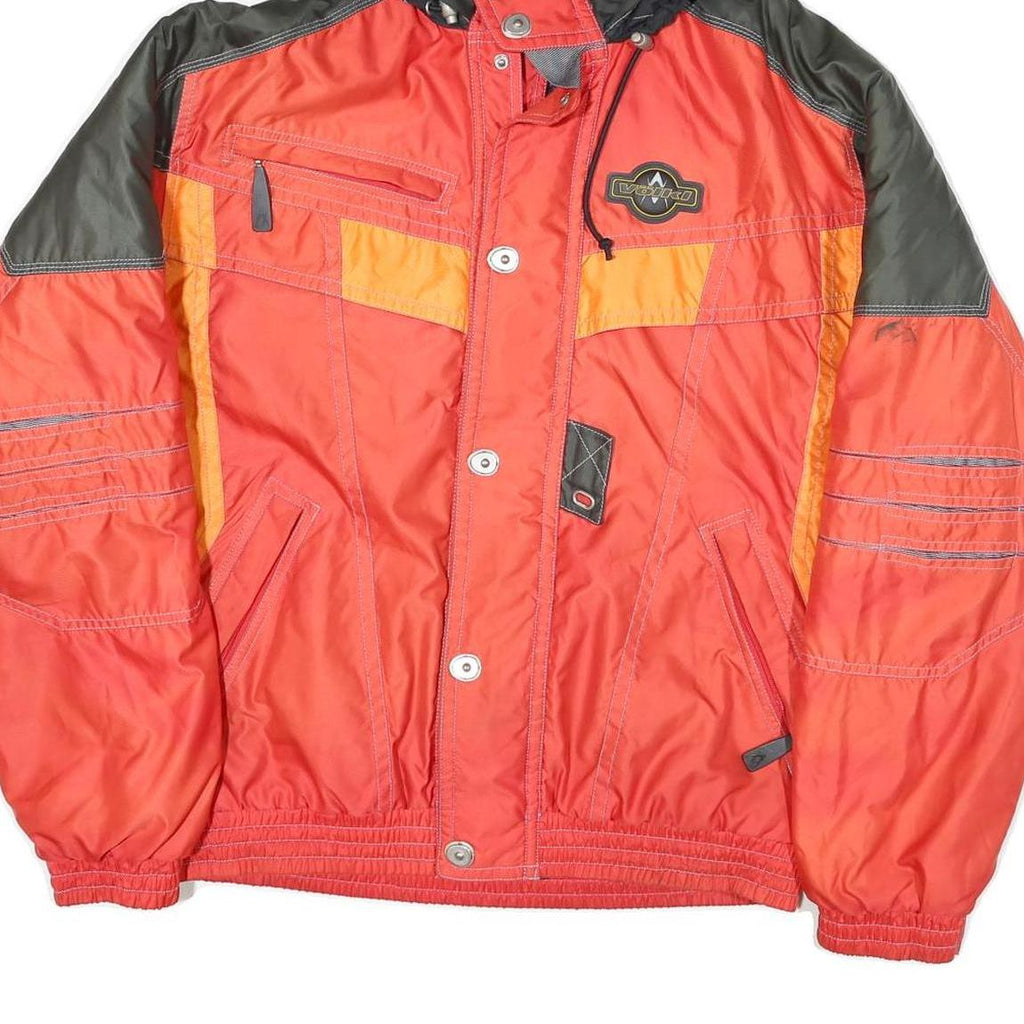 VOLKI Mens Red & Orange Colourblock Zip Jacket L Polyester Blend Sports Winter