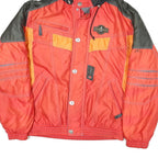VOLKI Mens Red & Orange Colourblock Zip Jacket L Polyester Blend Sports Winter