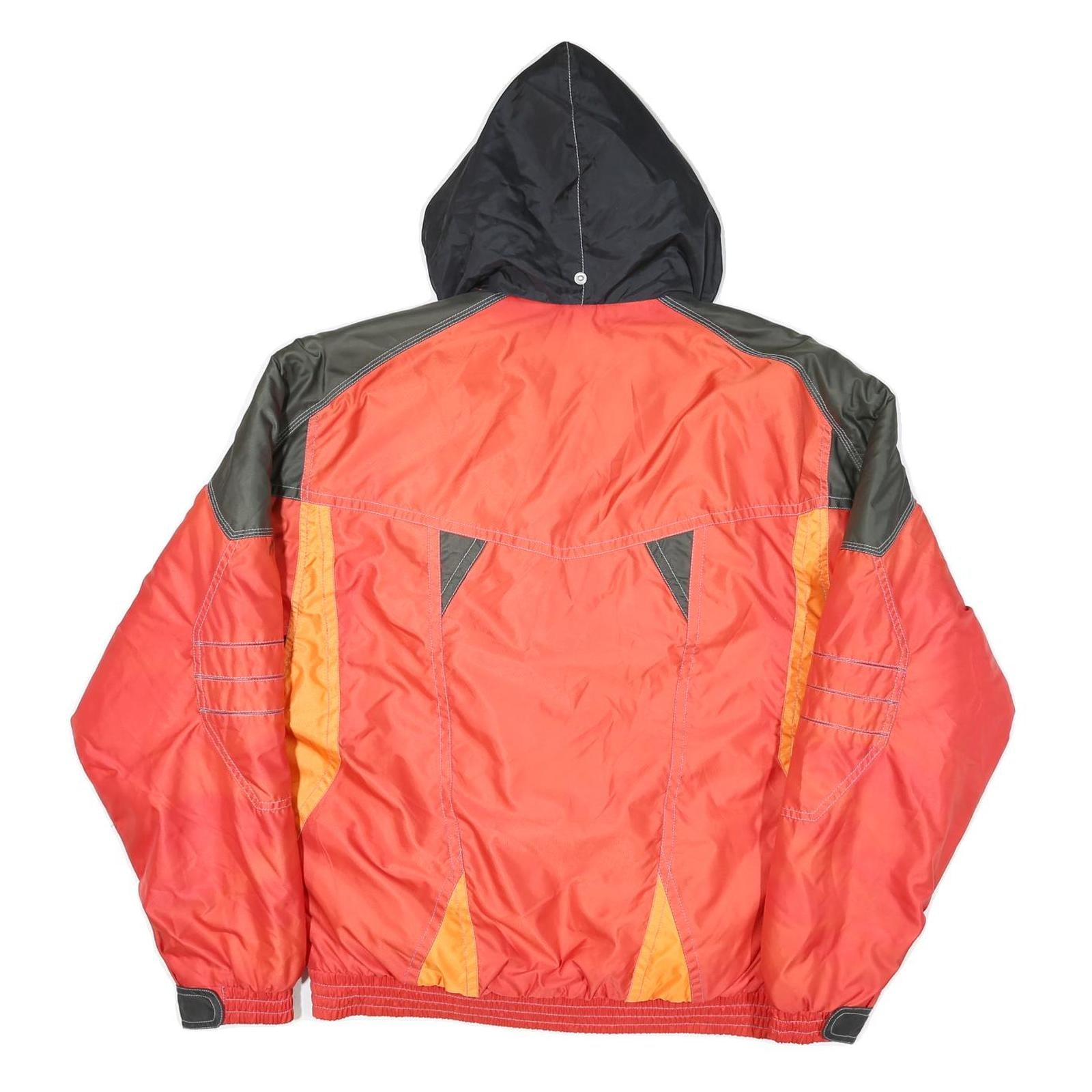 VOLKI Mens Red & Orange Colourblock Zip Jacket L Polyester Blend Sports Winter