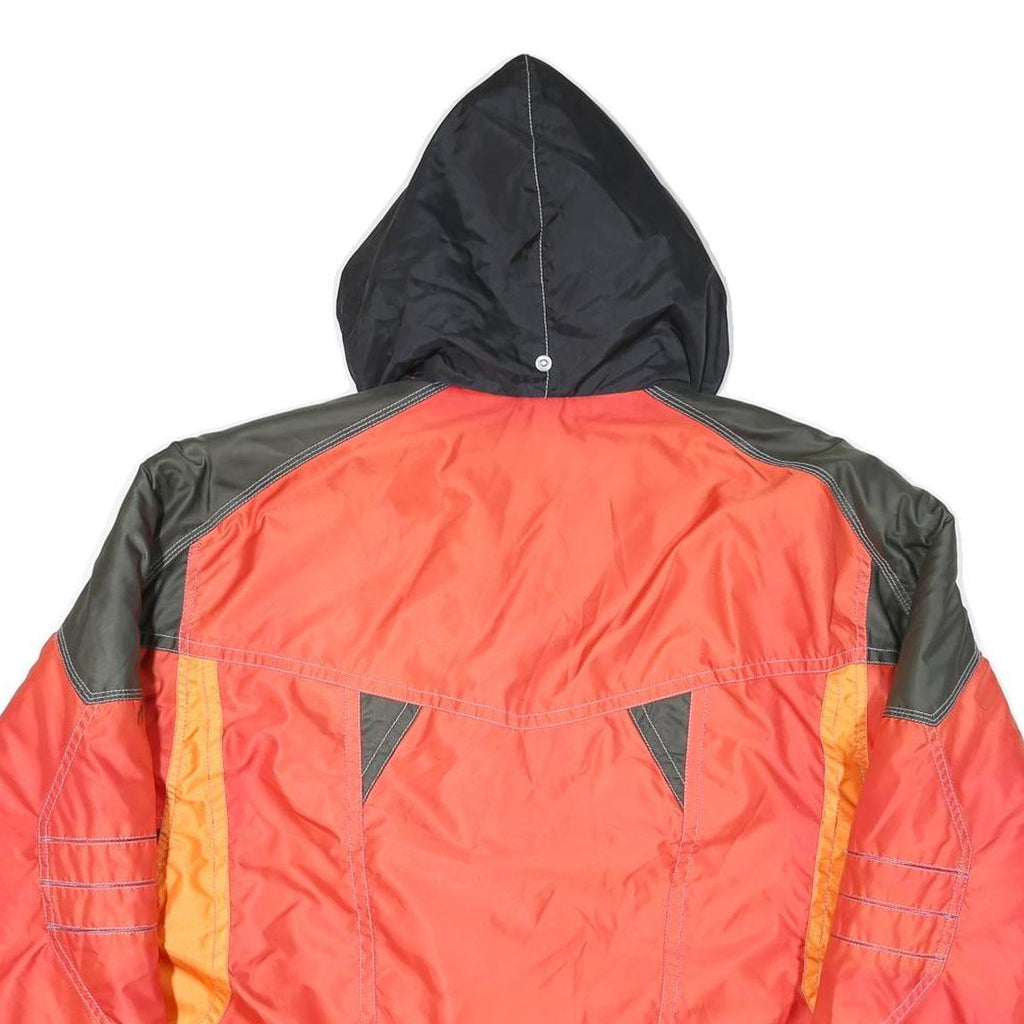 VOLKI Mens Red & Orange Colourblock Zip Jacket L Polyester Blend Sports Winter