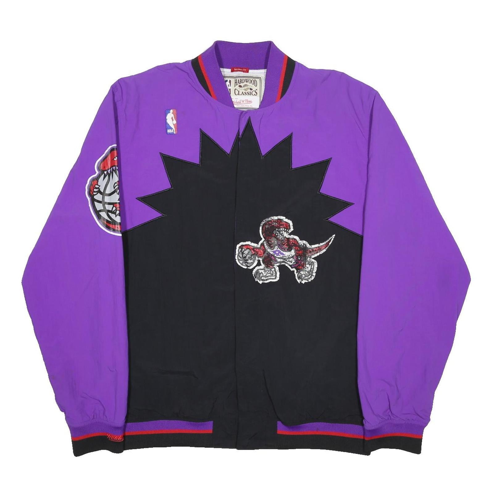 MITCHELL & NESS 90s Mens Purple & Black Toronto Raptors Bomber Jacket M Nylon