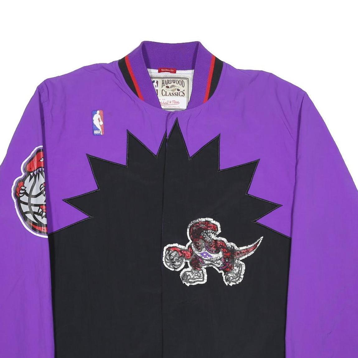 MITCHELL & NESS 90s Mens Purple & Black Toronto Raptors Bomber Jacket M Nylon