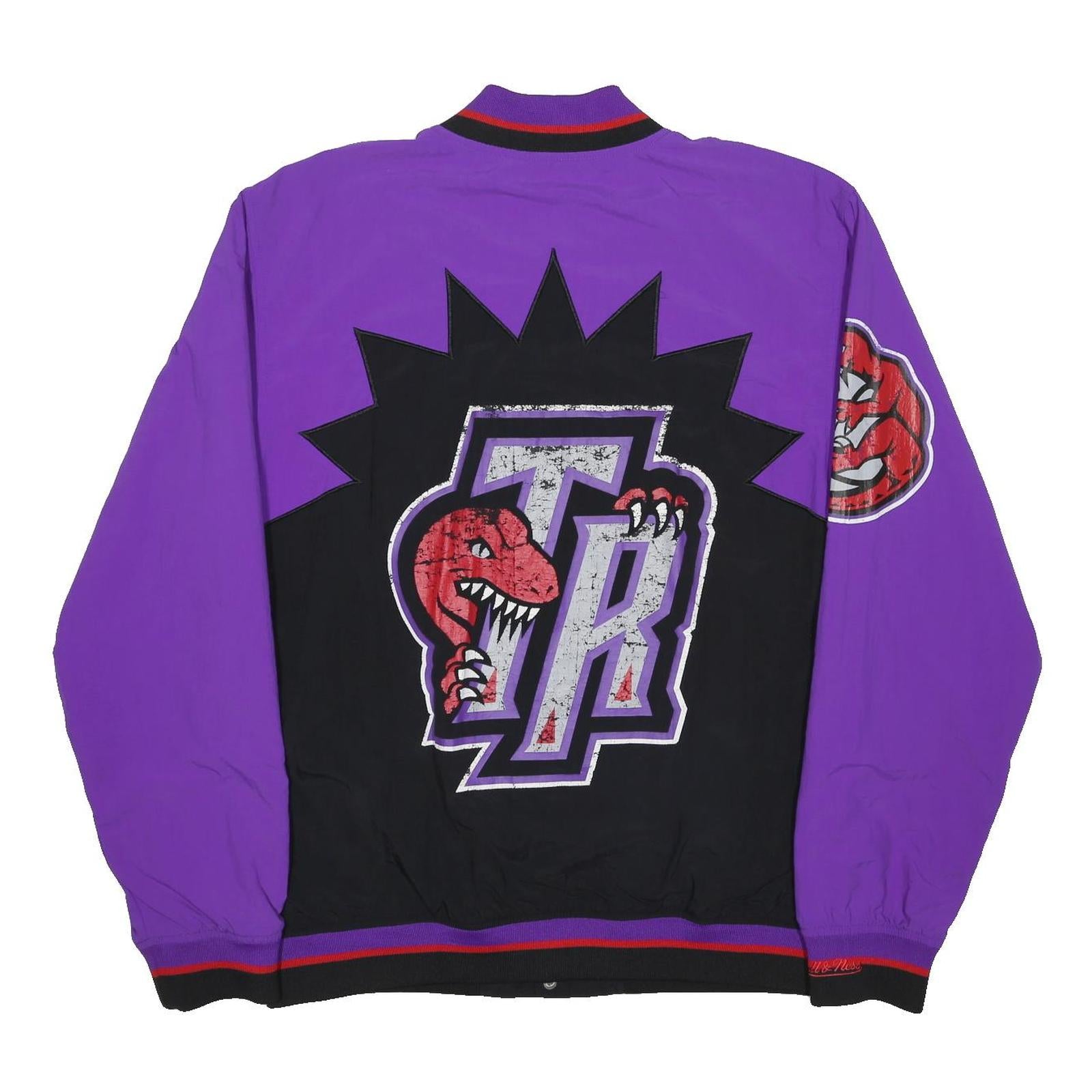MITCHELL & NESS 90s Mens Purple & Black Toronto Raptors Bomber Jacket M Nylon