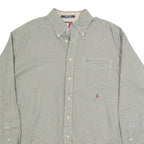TOMMY HILFIGER Mens Green & White Check Shirt L Button Down Casual Cotton