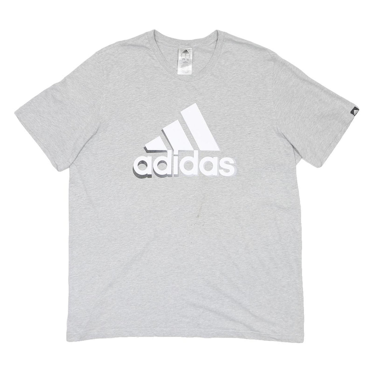 ADIDAS Mens Grey Cotton Blend Graphic T-Shirt XL Short Sleeve Crew Neck
