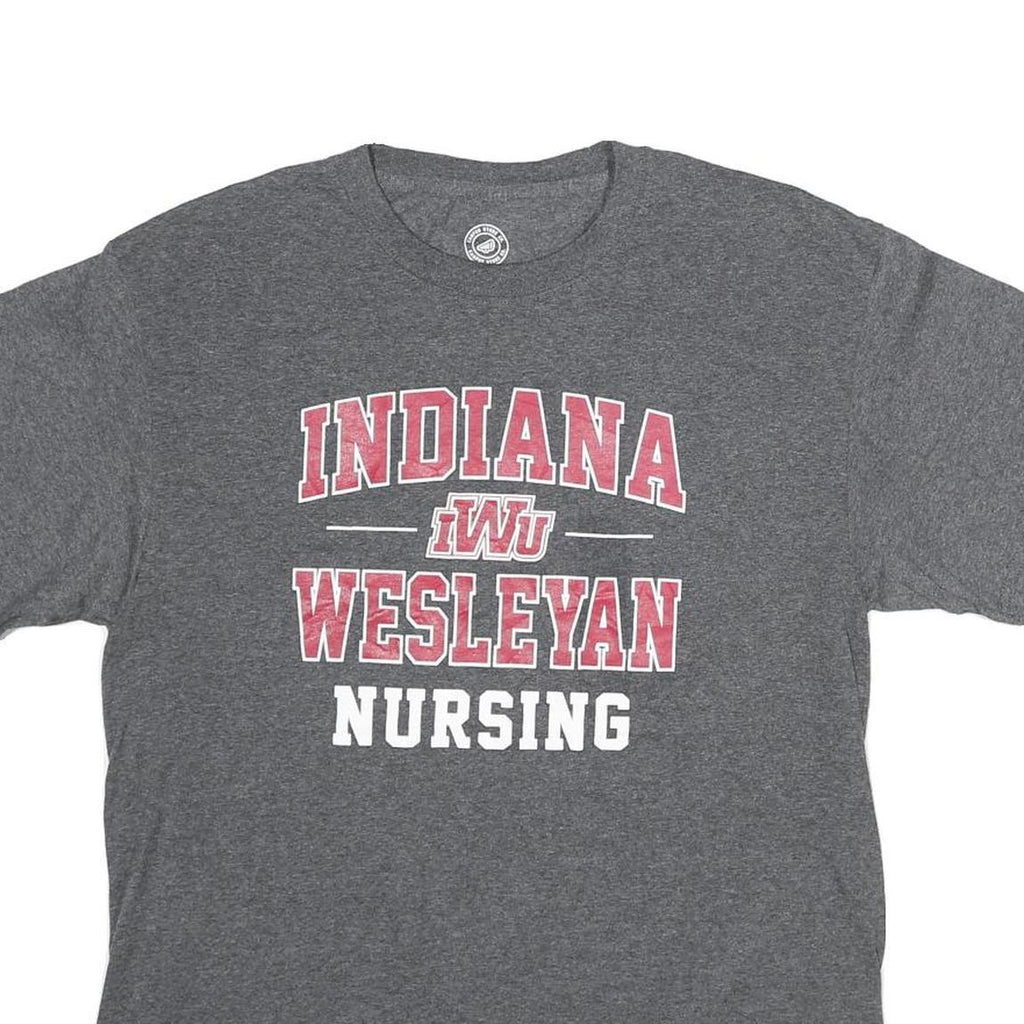 CAMPUS STORE CO Mens Grey Indiana Wesleyan Nursing Graphic T-Shirt M Short