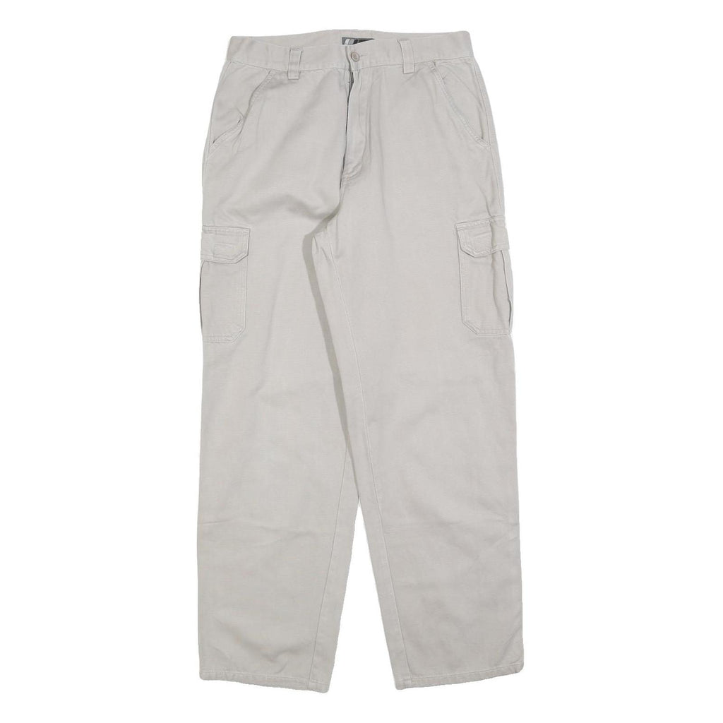 LETS GO Mens Cotton Blend Beige Regular Straight Trousers W30 L30 Zip Closure