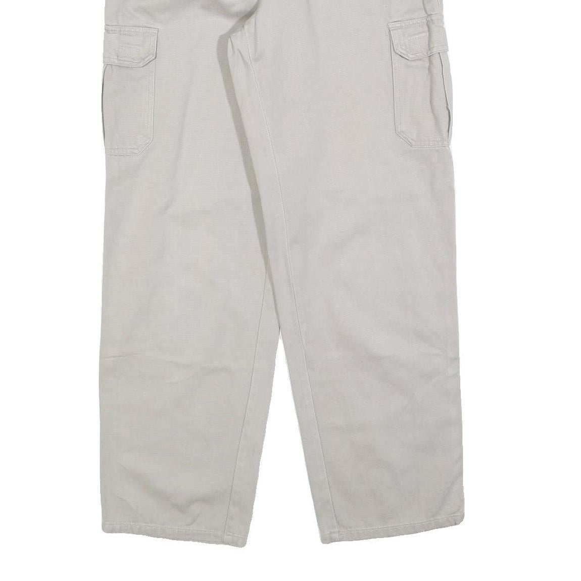 LETS GO Mens Cotton Blend Beige Regular Straight Trousers W30 L30 Zip Closure