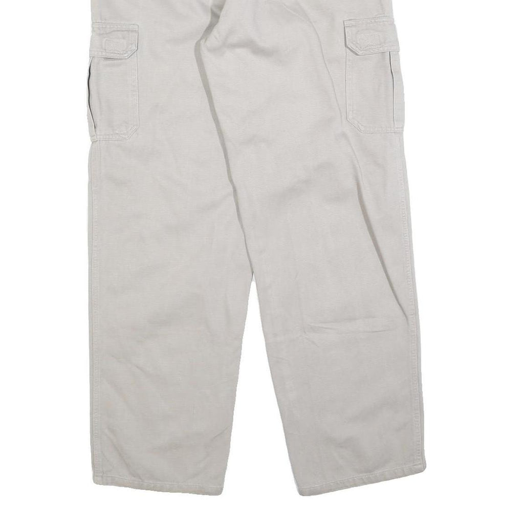 LETS GO Mens Cotton Blend Beige Regular Straight Trousers W30 L30 Zip Closure