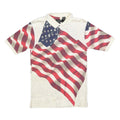 COTTON TRADERS Mens Cream & Red American Flag Print Short Sleeve S Polo Shirt
