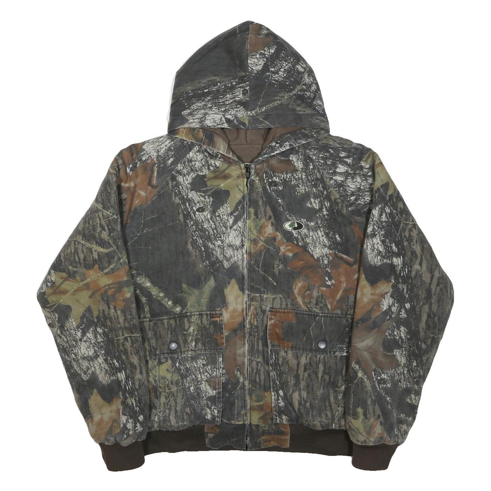 MOSSY OAK Mens Camouflage Hoodie Jacket M Cotton Blend Zip Outdoor Pattern