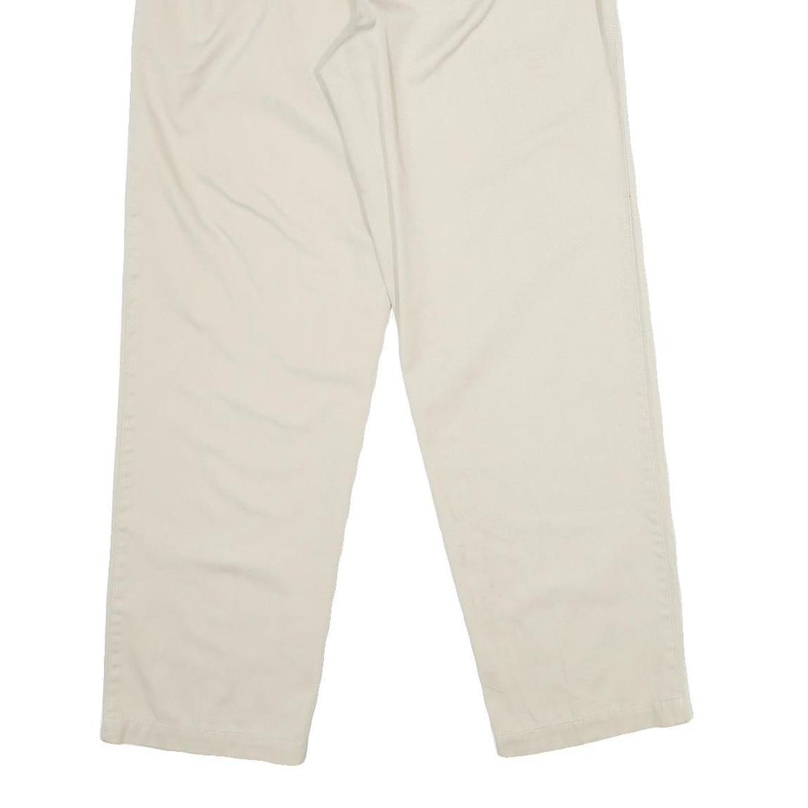 LL BEAN Womens Cotton Blend Cream Regular Fit Straight Leg Trousers W26 L30