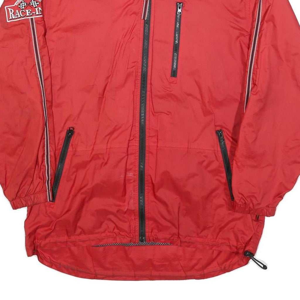 JAS Mens Red Racing Motif Zip Jacket S Polyester Casual Sportswear Lightweight