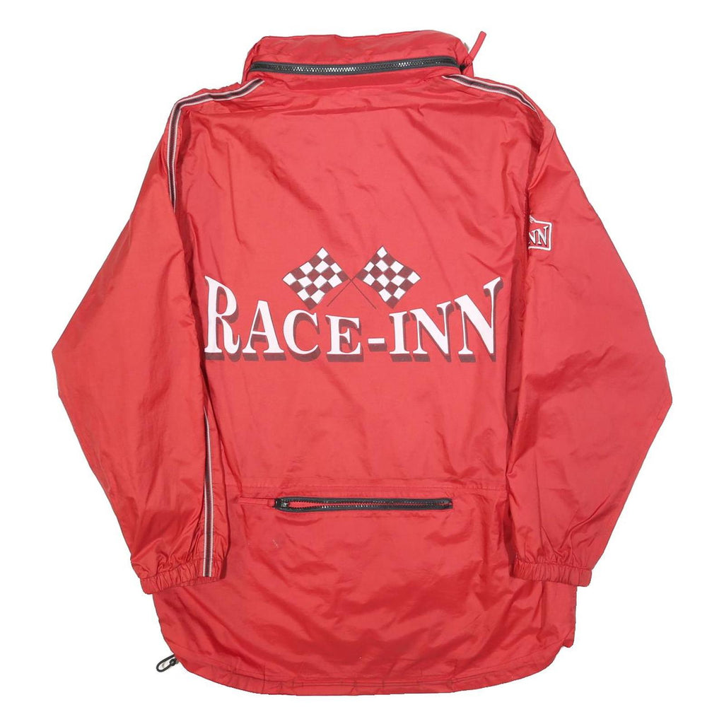 JAS Mens Red Racing Motif Zip Jacket S Polyester Casual Sportswear Lightweight