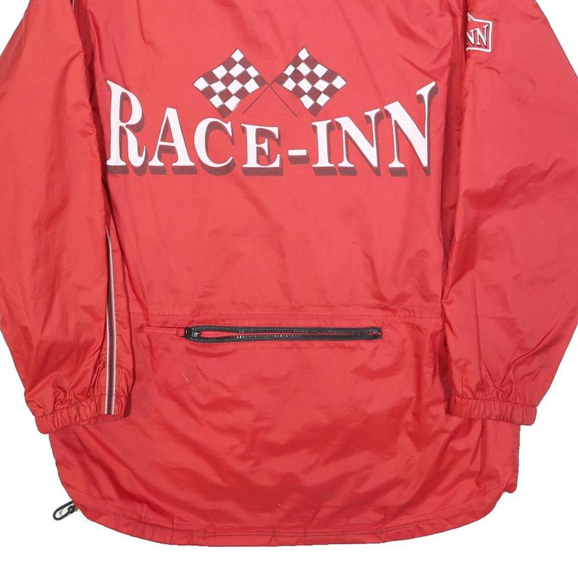 JAS Mens Red Racing Motif Zip Jacket S Polyester Casual Sportswear Lightweight