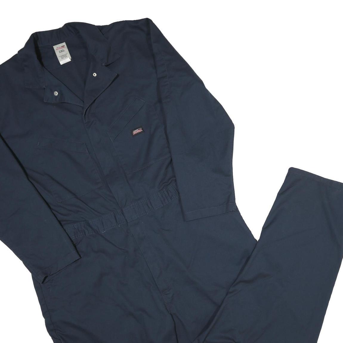 DICKIES Mens Blue Dungarees Regular Fit Polyester Blend 2XL W48 L32 Workwear