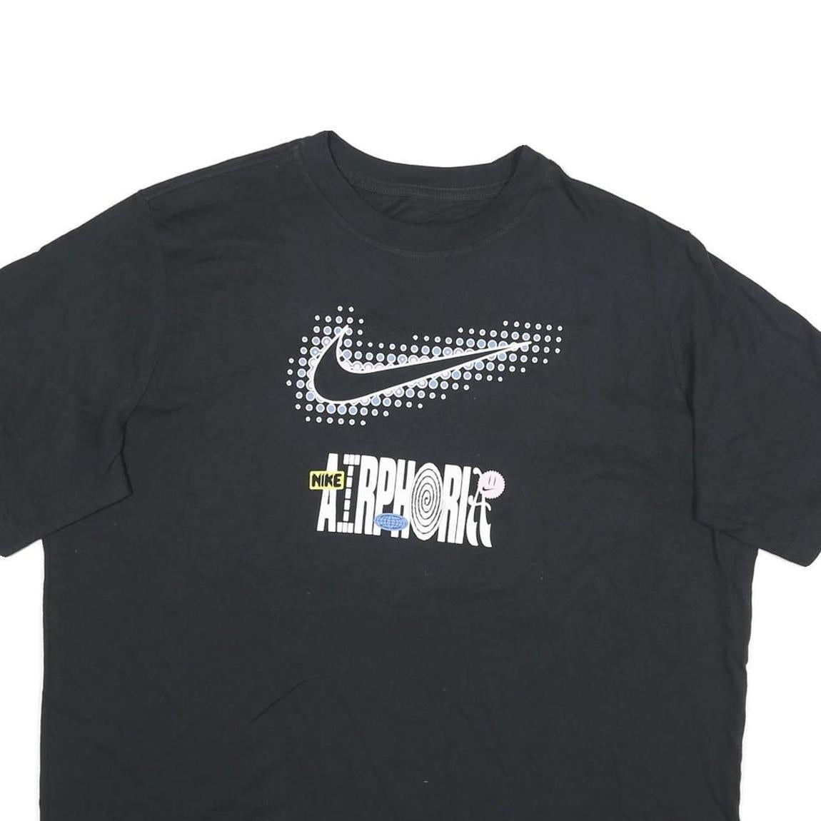 NIKE Mens Black & Yellow Graphic Modern T-Shirt M Short Sleeve Crew Neck Printed