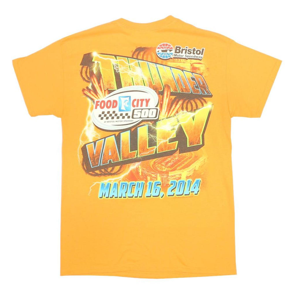 Mens Orange Graphic T-Shirt S Short Sleeve Crew Neck Bristol Speedway Racing